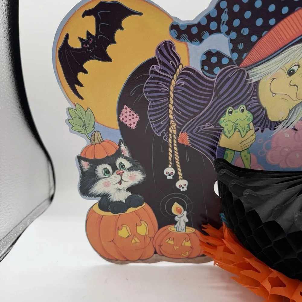 Vintage Witch Potion Cauldron Brew Witches Diecut Honeycomb Halloween Decor 1987